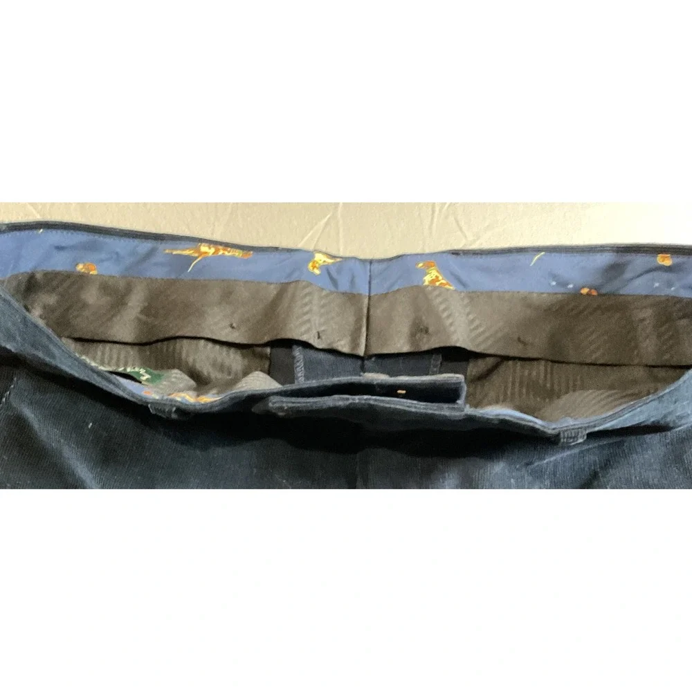 Ralph Lauren Men's Navy Blue Corduroy Pants 34x30 Straight Fit Dress Slacks